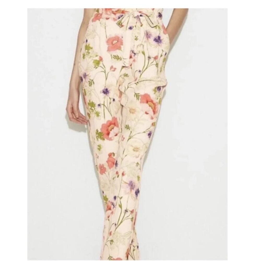 EUC Express High Rise Floral Tie Waist Ankle Pants Spring Garden Print Size S/P